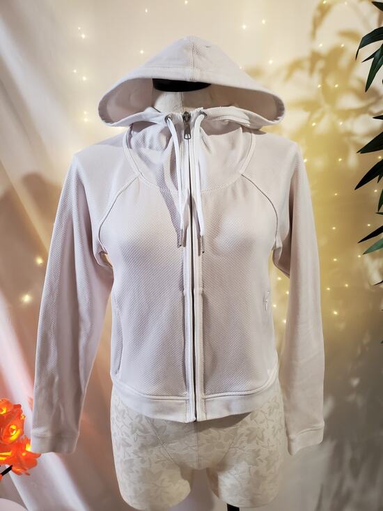 Athleta Jackets & Blazers - Athleta Swerve Hooded Zip Up Cropped Athletic Jacket Womens Size XS White Active